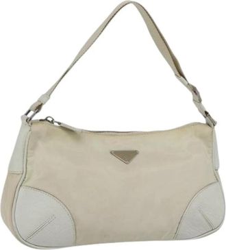 Prada Pre-owned Vintage Nylon Schoudertas - Dames - Vintage Schoudertas - Beige - ONE Size - Nylon - Vintage
