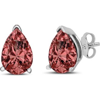 House of Brilliance 14K White Gold 1/2 Ct Lab Grown Pink Pear Diamond 3 Prong Stud Earrings at Nordstrom