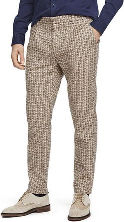 Scotch & Soda Klassiek Slim Fit Broek Beige Houndstooth