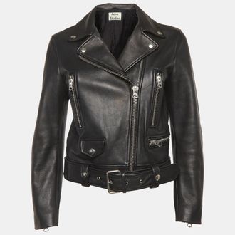 Acne Studios Black Leather Mock Biker Jacket