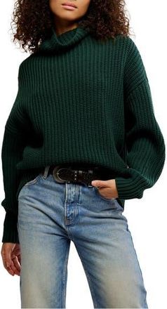 Free People Swim Too Deep Turtleneck Sweater in Deepest Spruce at Nordstrom Rack, Size X-Large