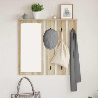 vidaXL Appendiabiti a muro con specchio rovere sonoma 84 x 10 x 80 cm - Vidaxl