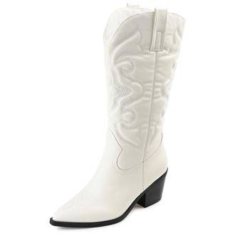 Journee Collection Womens Chantry Western Boots, White, 3 UK