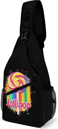 Generic Rainbw Lollipop Mens Shoulder Bags Sling Crossbody Backpack Travel Hiking Chest Bag with Small Side 38x20cm