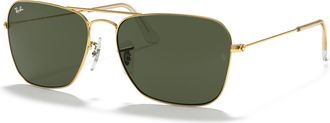 Ray-Ban RB 3136 55 001 Rb 3136 Rectangular Sunglasses 55, Gold