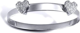 Jewelco London 9ct White Gold CZ Love Hearts Expanding Baby Bangle Bracelet - JKB069
