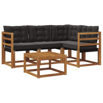 vidaXL Conjunto De Sof&aacute;s De Exterior 5 Pcs Natural Y Negro Vidaxl