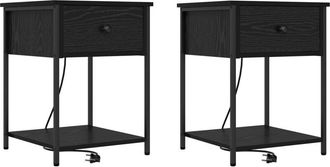 vidaXL Vidaxl - Bedside Cabinet 2 pcs Black oak 42 x 41 x 56 cm Engineered wood