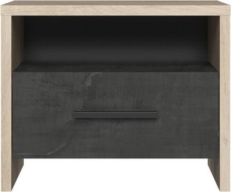 Calicosy Calicosy - Mesita De Noche 1 Caj&oacute;n Y 1 Compartimiento Decorado Roble Y Negro L49.6 X A40 Cm - Colorado