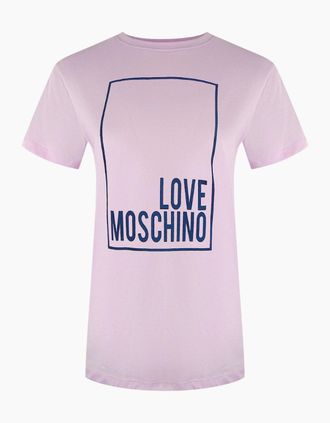 Love Moschino Womens Love Moschino Box Logo Pink T-Shirt - Size: 18/16
