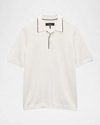 Rag & Bone Mens Crawford Wool and Cashmere Short-Sleeve Polo Sweater