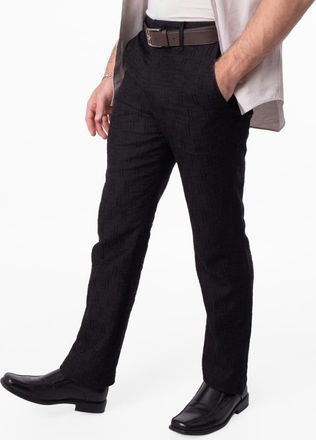Fendi Black Linen FF Jacquard Pants, Brand Size 46 (Waist Size 30)