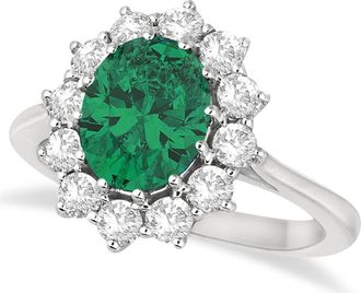 Allurez Oval Lab Emerald and Diamond Ring 14k in 3.60Ct/white Gold at Nordstrom, Size 5.5