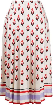 Valentino Garavani Pleated Graphic-Print Skirt