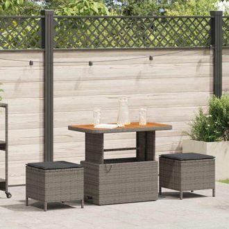 vidaXL Conjunto De Comedor De Jard&iacute;n 3 Pcs Gris Polirat&aacute;n Vidaxl