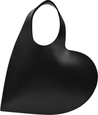 Coperni Heart Tote Bag in Black Leather