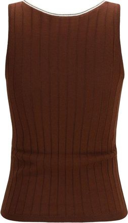 Brunello Cucinelli Womens Bordeaux Wool Oves Aries Sleeveles T-Shirt