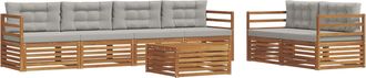 vidaXL Conjunto De Sof&aacute;s De Exterior 7 Uds. Natural Y Gris Claro Vidaxl
