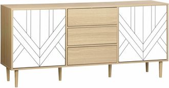 Sweeek Aparador de efecto madera con 2 puertas, 160cm, blanco