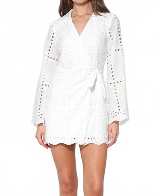 Adelyn Rae Bella Wrap Eyelet Dress In White
