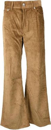 Dondup Velvet Flare Broek met Hoge Taille - Dames - Wijde Broeken - Bruin - W30 - Katoen - Broeken