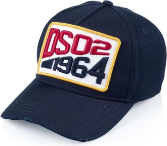 Dsquared2 D2 Baseball Cap - Heren - Accessoires - Blauw - Maat: ONE Size Katoen
