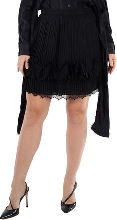 Burberry Pleated Lace-Trim Skirt, Brand Size 12 (US Size 10)