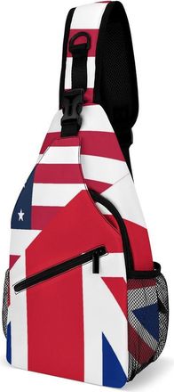 Generic U.S. And Birtish Flag Mens Shoulder Bags Sling Crossbody Backpack Travel Hiking Chest Bag with Small Side 38x20cm