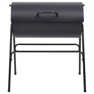 Berkfield Home Stylish Barrel Grill with 2 Cooking Grids Black 80x95x90 cm Steel | Size: 80 x 95 x 90 cm