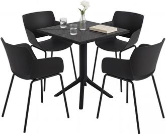 Clp Conjunto De Muebles De Jardin Norva Con 4 Sillas Negro