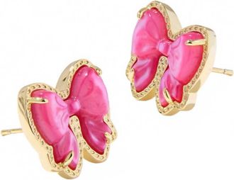 Kendra Scott Hailey Bow Stud Earrings In Pink Opal
