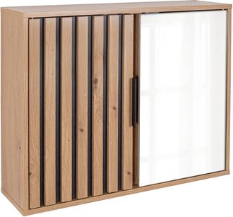 Tendance Mueble Alto De Mdf Con 1 Puerta, 1 Puerta Con Espejo Y 2 Estantes, Dise&ntilde;o &laquo;karma&raquo; - Tendance