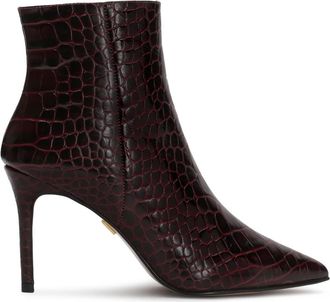 Kazar Maroon laarzen met reli&euml;f krokodillenpatroon. Dit product valt klein uit. - Dames - Laarzen met Hak - Bruin - 41 EU - Leer - Schoenen