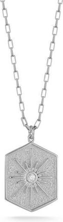 Sphera Milano Cubic Zirconia Starburst Medallion Pendant Necklace in Silver at Nordstrom Rack