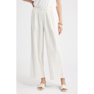 Nordstrom Linen Blend Crop Slim Wide Pants in Ivory Tofu at Nordstrom Rack, Size X-Large