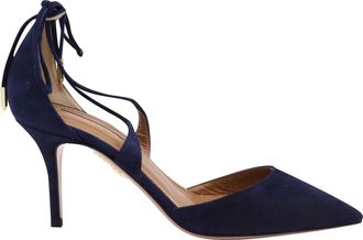 Aquazzura Very Matilde 85 Pumps in Navy Blue Suede