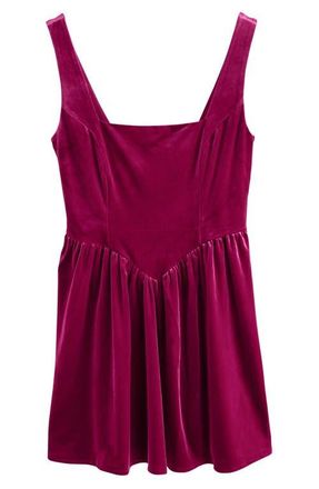 Next Square Neck Velvet Minidress in Pink at Nordstrom, Size 12 Us