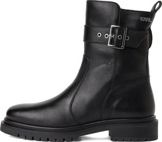 Karl Lagerfeld Leren combat boots met enkelbandje - Zwart