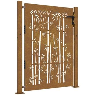 vidaXL Puerta De Jard&iacute;n Acero Corten Dise&ntilde;o Bamb&uacute; 105x130 Cm Vidaxl