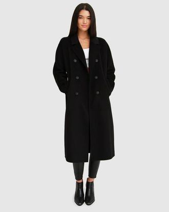 Belle & Bloom Boss Girl Double-Breasted Wool Coat in Black at Nordstrom, Size X-Small