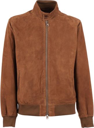 Schott NYC Brown Suede Stand Collar Leather Jacket