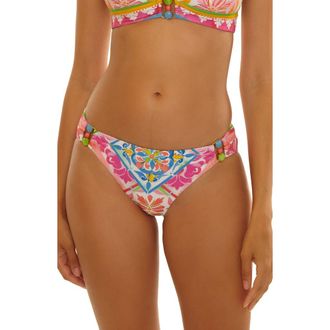 BECCA by Rebecca Virtue Mijas Mixed Print Hipster Bikini Bottoms in Pink Multi at Nordstrom, Size X-Small