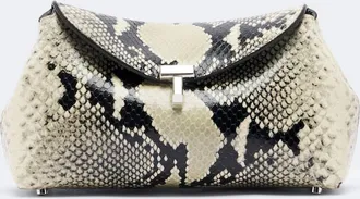 Toteme T-Lock Mini snake-effect leather clutch
