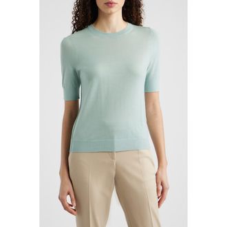 BOSS Farbella Short Sleeve Wool Sweater in Light Jade at Nordstrom, Size Xx-Large