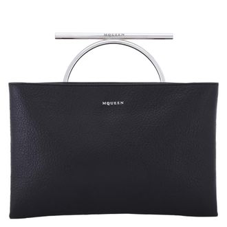 Alexander McQueen Black/Silver Ladies T-bar Clutch