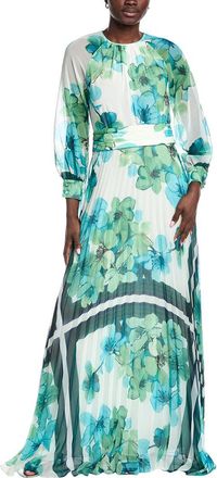 Teri Jon by Rickie Freeman Floral Pleated Gown