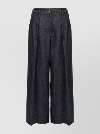 Brunello Cucinelli wide leg pleated trousers with belt loops