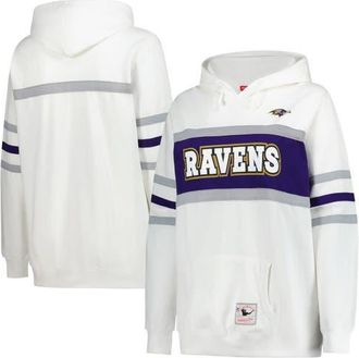 Mitchell & Ness Womens Mitchell & Ness White Baltimore Ravens Plus Size Head Coach Throwback Pullover Hoodie at Nordstrom, Size 4X