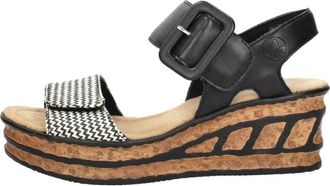 Rieker Sandalen Plat - Dames - Sleehakken - Zwart - 36 EU - Schoenen