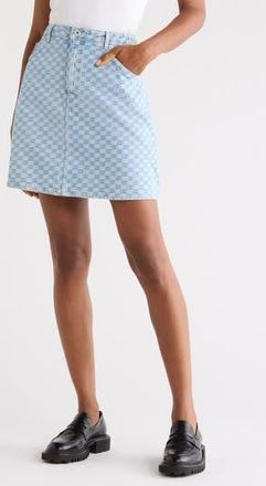 BOSS Gami Check Denim Skirt in Light/Pastel Blue at Nordstrom Rack, Size Large